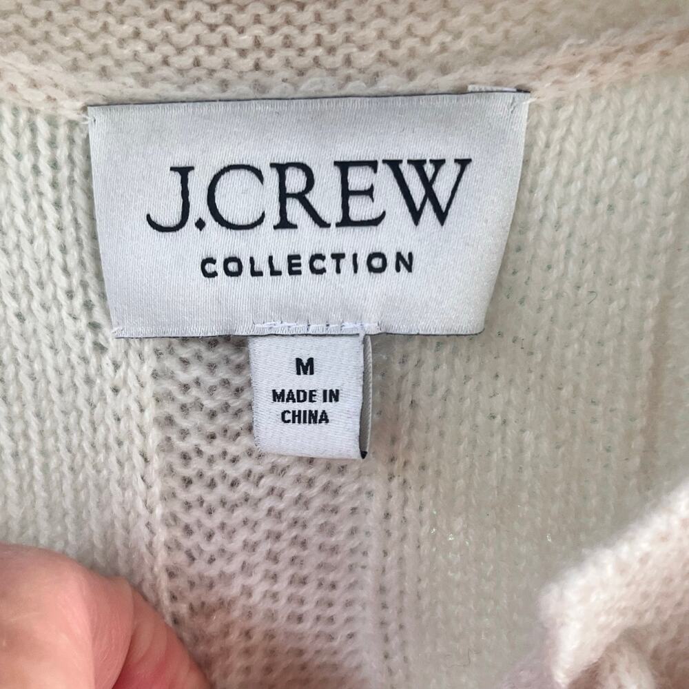J. Crew Collection Women's 100% Cashmere Lace Up Beach Sweater Cream Size M - Picture 7 of 9